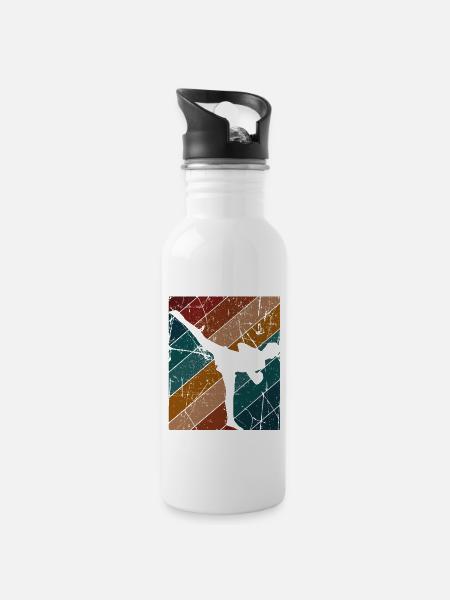 Kickboxing - Trinkflasche mit integriertem Trinkhalm - Weiß