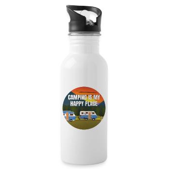 Camping Camping-car Camp Tentes Gift Caravan - Gourde avec paille intégrée - blanc - Droite