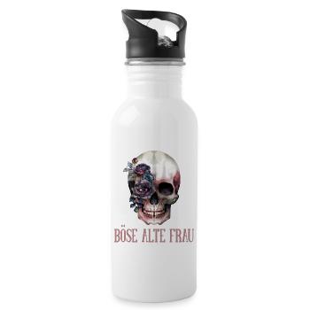 Evil Old Woman, design amusant pour dames - Gourde avec paille intégrée - blanc - Droite