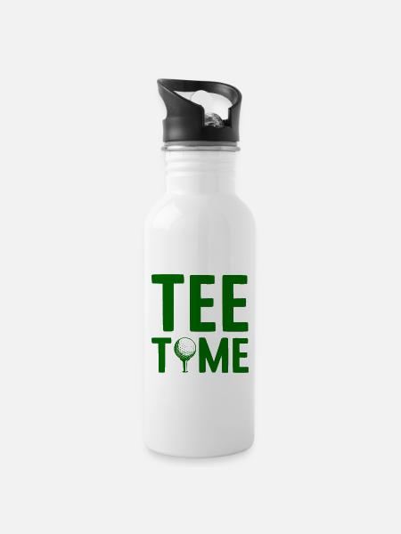 Golfplatz zum Golfen Golf - Trinkflasche mit integriertem Trinkhalm - Weiß