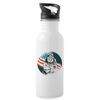 Pfotenpatriotische Katze 4. Juli - Trinkflasche mit integriertem Trinkhalm - Weiß - Rechts