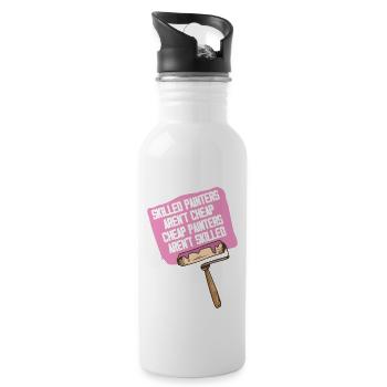 Skilled Painters Aren't Cheap Profession Job - Water bottle with straw - white - Right