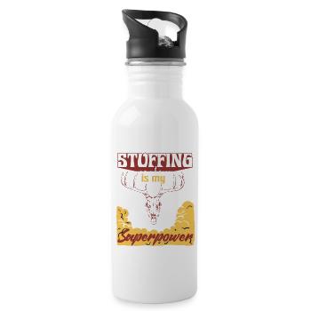 Lustiges Taxidermie und Tierpräparator Taxidermist - Trinkflasche mit integriertem Trinkhalm - Weiß - Rechts