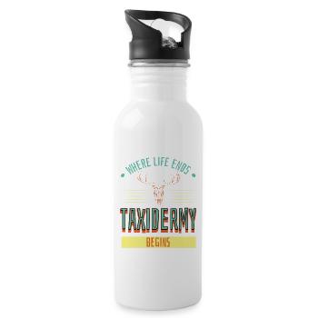 Lustiges Taxidermie und Tierpräparator Taxidermist - Trinkflasche mit integriertem Trinkhalm - Weiß - Rechts