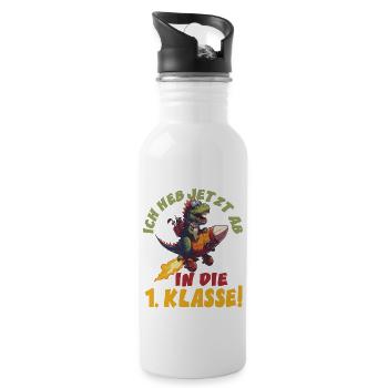 Ich heb jetzt ab in die 1. Klasse Schulanfang - Trinkflasche mit integriertem Trinkhalm - Weiß - Rechts