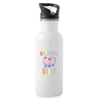 Rainbow Sheep LGBTQ Transgender Pride Community - Gourde avec paille intégrée - blanc - Droite