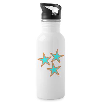 STAR. STARS. STAR. FEAST. ANNIVERSARY. CHRISTMAS - Water bottle with straw - white - Right