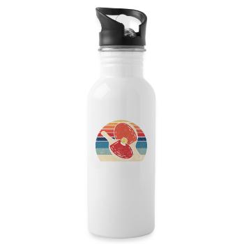 Funny Table Tennis Lovers Retro Vintage Ping - Water bottle with straw - white - Right