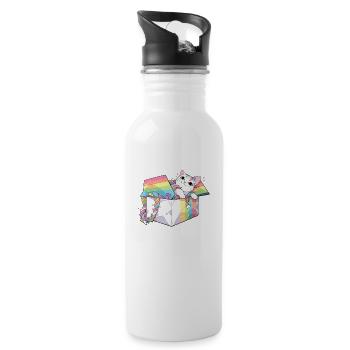 Pet Lover LGBT Lesbian Gay Cat Pride Rainbow Pun - Gourde avec paille intégrée - blanc - Droite