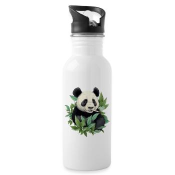 Pandabär rauchen - Trinkflasche mit integriertem Trinkhalm - Weiß - Rechts
