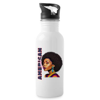 Femme noire avec lettrage américain - Gourde avec paille intégrée - blanc - Droite