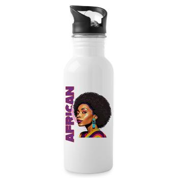 Femme noire avec lettrage américain - Gourde avec paille intégrée - blanc - Droite