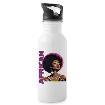 Femme noire avec lettrage africain - Gourde avec paille intégrée - blanc - Droite