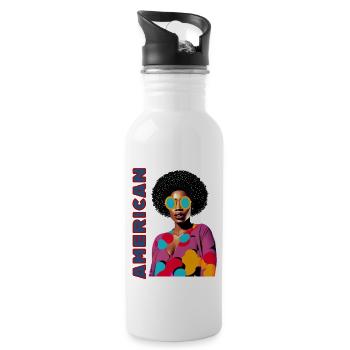 Femme noire avec lettrage américain - Gourde avec paille intégrée - blanc - Droite