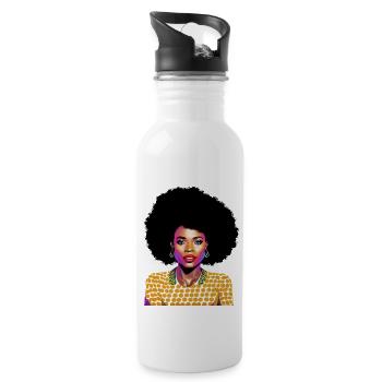 Femme noire - Gourde avec paille intégrée - blanc - Droite