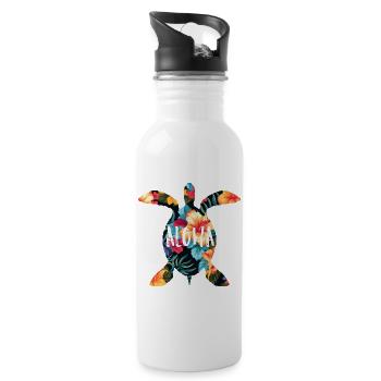 Hawaii Aloha Turtle Holiday Gift Party - Water bottle with straw - white - Right