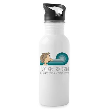 COMIC KOPF LASS MICH - Trinkflasche mit integriertem Trinkhalm - Weiß - Rechts