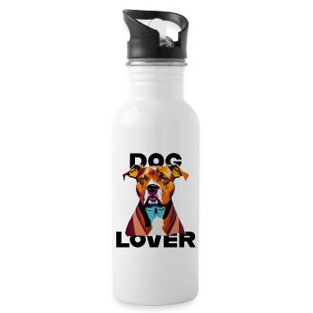 Dog Lover American Stafford - Trinkflasche mit integriertem Trinkhalm - Weiß - Rechts