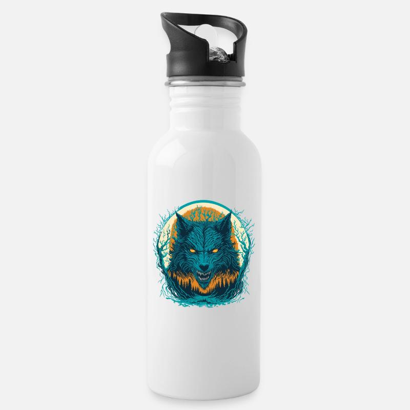 Lycanthrope Portrait - Loup Garou - Gourde avec paille intégrée - blanc