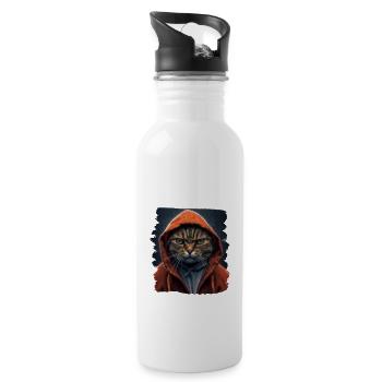 Hab mich auf Geduld testen lassen war bin negativ - Trinkflasche mit integriertem Trinkhalm - Weiß - Rechts