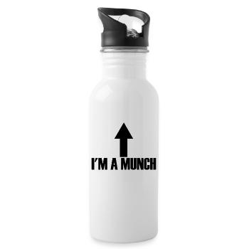Ich bin ein Munch -Pfeil, der lustig erwachsenen H - Trinkflasche mit integriertem Trinkhalm - Weiß - Rechts