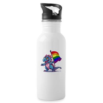 Dinosaure LGBT Pride Communauté lesbienne gay T-Rex - Gourde avec paille intégrée - blanc - Droite
