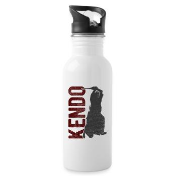 Japanischer Schwertkampf Kendo - Trinkflasche mit integriertem Trinkhalm - Weiß - Rechts