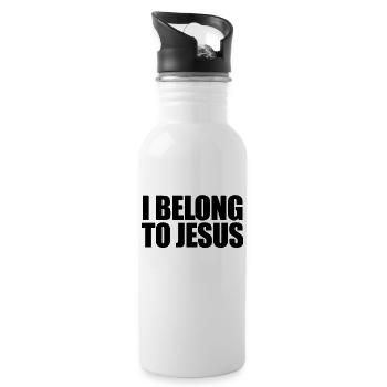 Ich geh�re dem christlichen Glauben an Jesus Glaub - Trinkflasche mit integriertem Trinkhalm - Weiß - Rechts