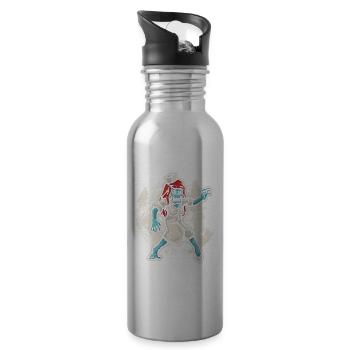 Funny Halloween Zombie Nurse Spooky - Water bottle with straw - silver - Right