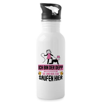 Junggesellenabschied Poltern Polterabend JGA - Trinkflasche mit integriertem Trinkhalm - Weiß - Rechts
