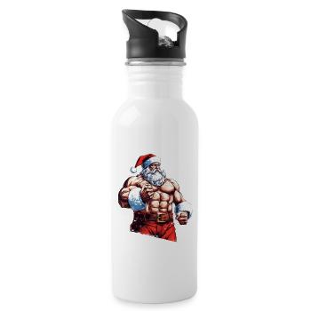 Personal Trainer für Rentiere: Santa Bodybuilder Chr - Trinkflasche mit integriertem Trinkhalm - Weiß - Rechts