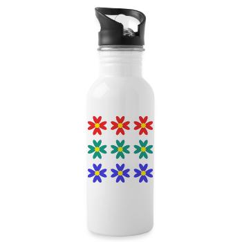 BLUME. BLUME. NATUR. ÖKOLOGIE. JAHRESTAG - Trinkflasche mit integriertem Trinkhalm - Weiß - Rechts