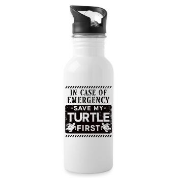 Sea Turtle Tortoise In Case Of - Trinkflasche mit integriertem Trinkhalm - Weiß - Rechts