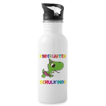 Tschüss Kindergarten Ich Bin Jetzt Ein Schulkind! - Trinkflasche mit integriertem Trinkhalm - Weiß - Rechts