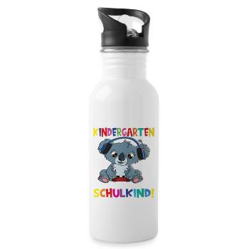 Tschüss Kindergarten Ich Bin Jetzt Ein Schulkind! - Trinkflasche mit integriertem Trinkhalm - Weiß - Rechts