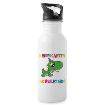 Tschüss Kindergarten Ich Bin Jetzt Ein Schulkind! - Trinkflasche mit integriertem Trinkhalm - Weiß - Rechts
