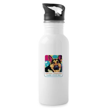 Fidèle chien de berger allemand - Gourde avec paille intégrée - blanc - Droite