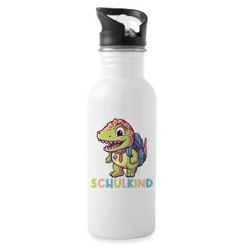 Einschulung T-Rex Dino Schulanfang Schulkind 2023 - Trinkflasche mit integriertem Trinkhalm - Weiß - Rechts