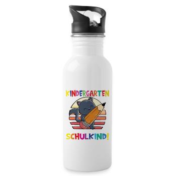 Tschüss Kindergarten Ich Bin Jetzt Ein Schulkind! - Trinkflasche mit integriertem Trinkhalm - Weiß - Rechts