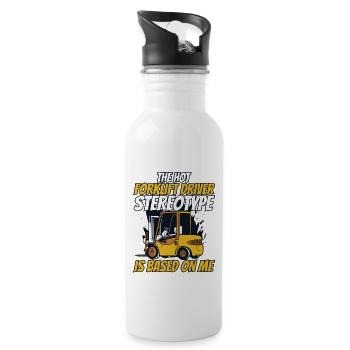 The Hot Forklift Driver Stereotype Gabelstapler - Water bottle with straw - white - Right