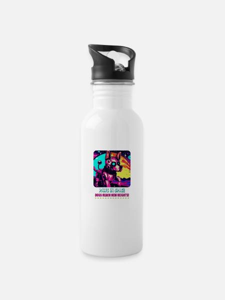 RoboVolt Style: Robot Dog - Water bottle with straw - white