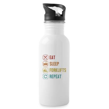 Eat Sleep Forklifts Repeat Telehandler - Water bottle with straw - white - Right