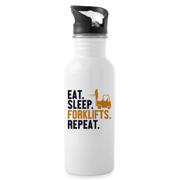 Eat Sleep Forklifts Repeat All-terrain forklift - Water bottle with straw - white - Right
