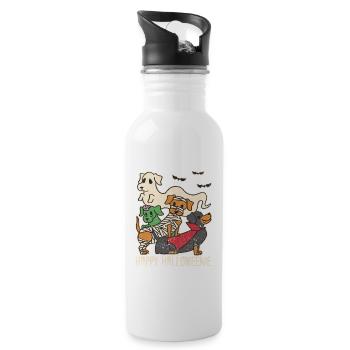 Joyeux Halloweenie teckel amoureux des chiens drôle - Gourde avec paille intégrée - blanc - Droite
