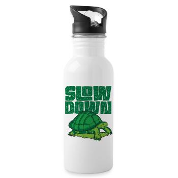 Sea Turtle Tortoise Slow Down - Trinkflasche mit integriertem Trinkhalm - Weiß - Rechts