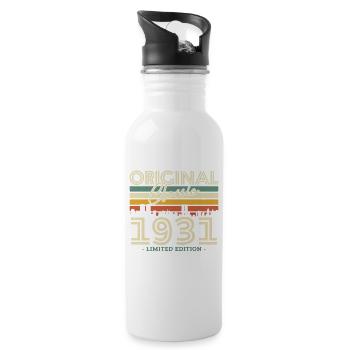 Vintage Geburtstagsgeschenk 1931 92/93 Jahre - Trinkflasche mit integriertem Trinkhalm - Weiß - Rechts