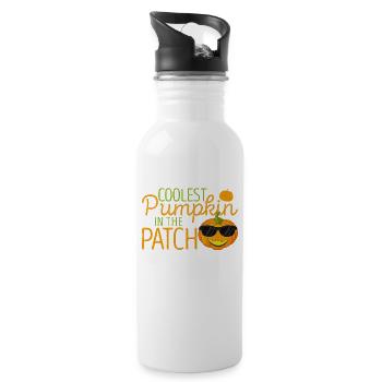 Coolest pumpkin in patch Funny Halloween - Water bottle with straw - white - Right