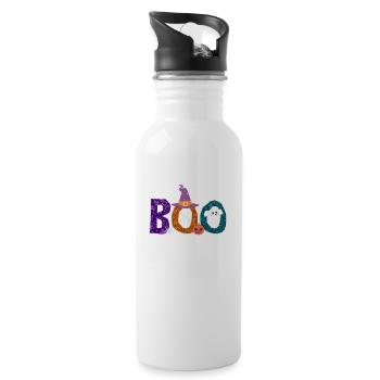 Boo Halloween Araignée Fantôme Pumkin Sorcière Zombie - Gourde avec paille intégrée - blanc - Droite