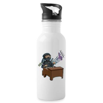 Ninja Klavierspieler - Trinkflasche mit integriertem Trinkhalm - Weiß - Rechts