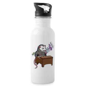 Opossum Klavierspieler - Trinkflasche mit integriertem Trinkhalm - Weiß - Rechts